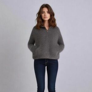 Aritzia Wilfred Free Wool Blend Full Zip Sweater Small